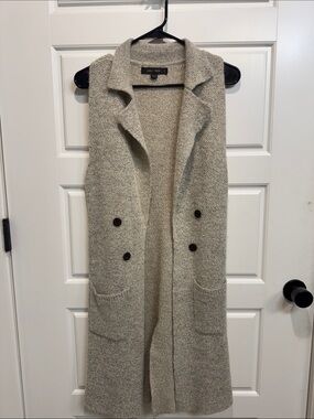 Love Tree Ivory Knit Sleeveless Duster Vest